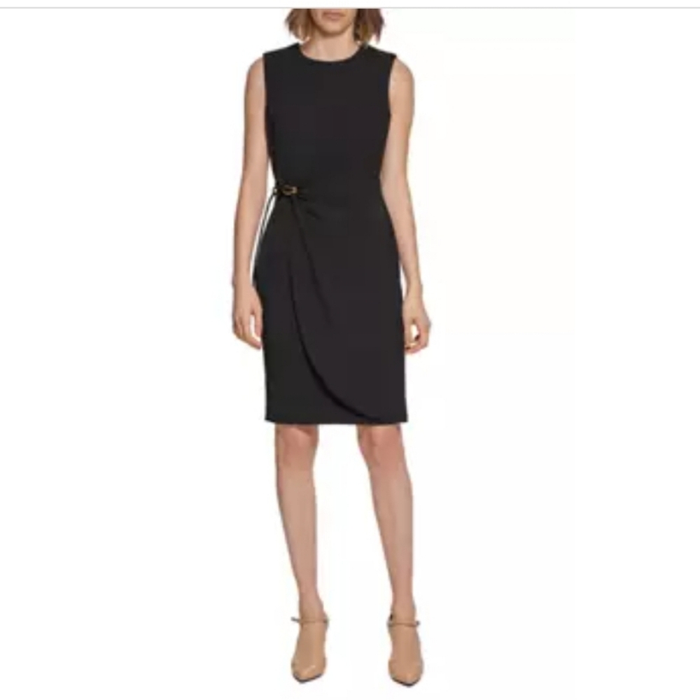 Calvin Klein Women's Sleeveless Wrap Waist Sheath Dress